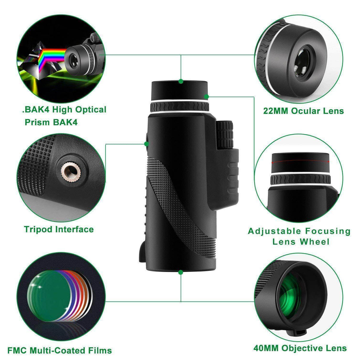 Handheld monocular telescope