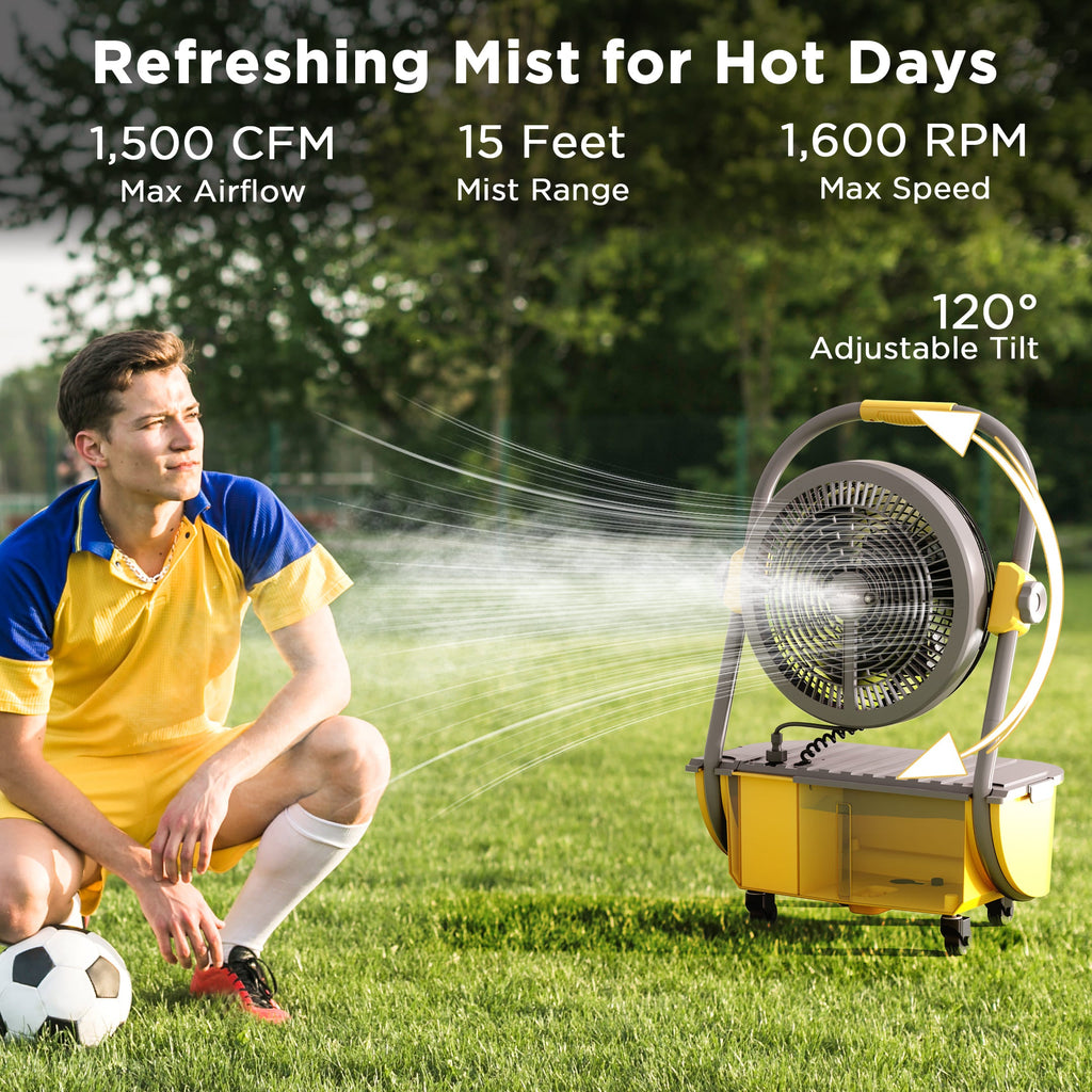 (Open Box) AirSupply MS12 Portable Mist Fan, 19,200mAh Battery & 2.9-Gallon Tank