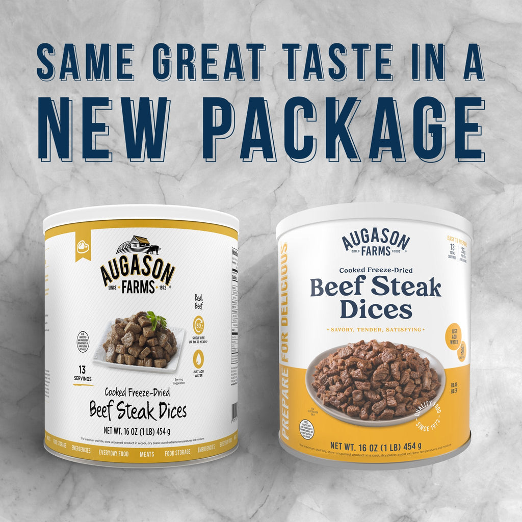 Cooked Freeze Dried Beef Steak Dices Can, 13 Servings
